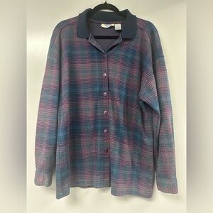 Vintage Plaid Women’s Button-Up, Super Soft Size Large